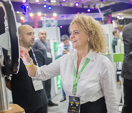 Attendees interacting at Enlit Europe 2025