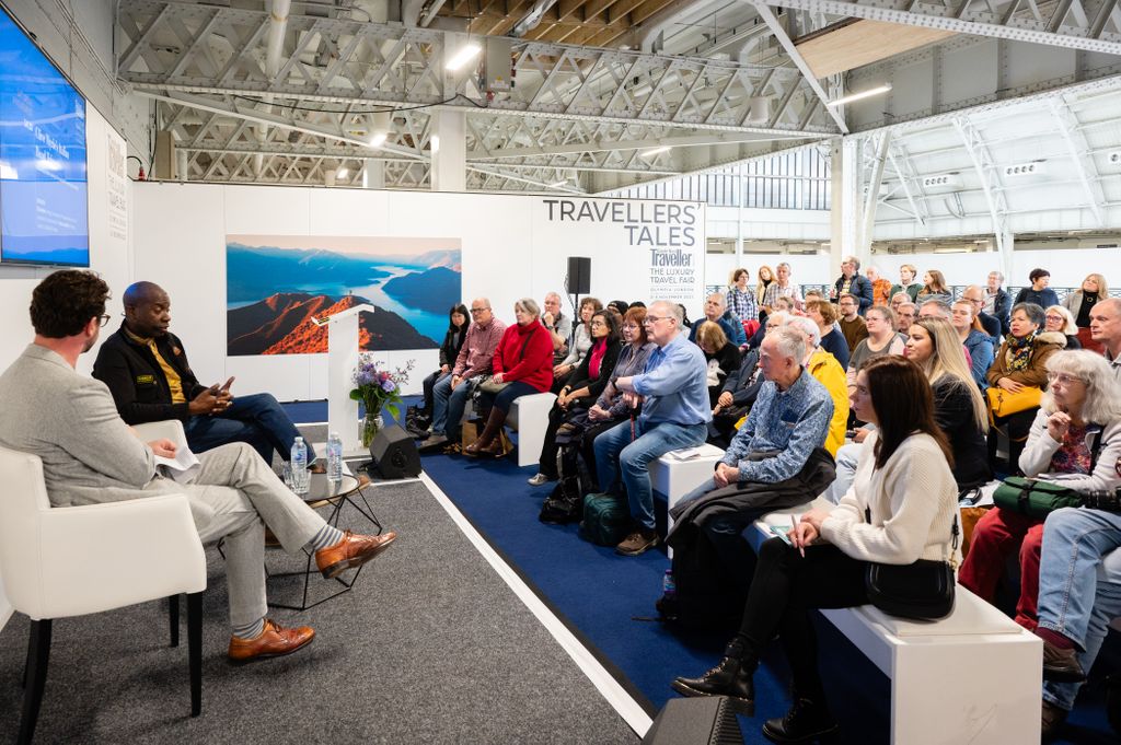A speaker addressing an audience.
